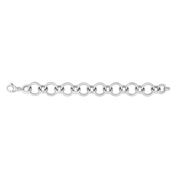 Sterling Silver Rhodium Plated Round Link Bracelet - alternate view 4
