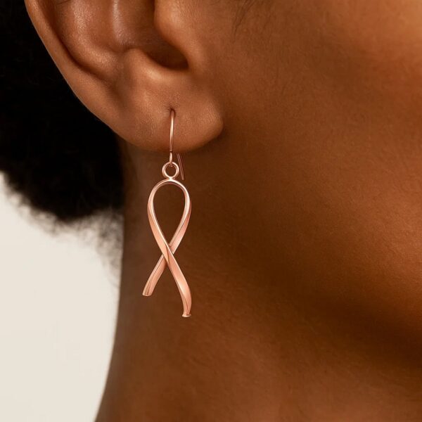 14k Rose Gold Polished Ribbon Style Drop Earrings - alternate view 4