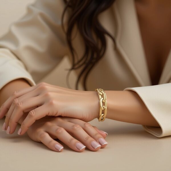 Oval Domed Paperclip Bracelet in 14K Yellow Gold - alternate view 4