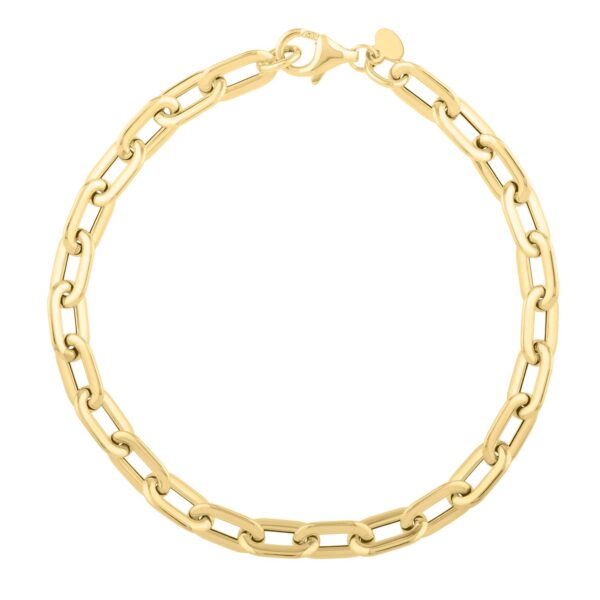 Oval Domed Paperclip Bracelet in 14K Yellow Gold - alternate view 2