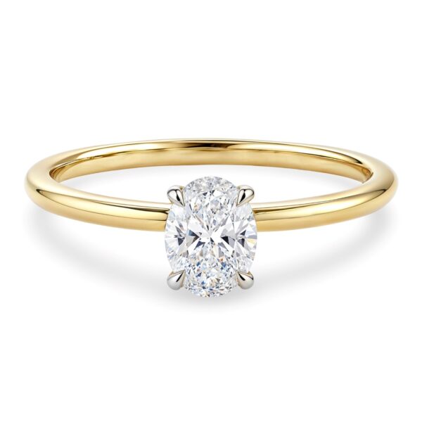 1 Carat Oval Lab Grown IGI G/VS1 Diamond Solitaire Ring in 10K Yellow Gold - alternate view 2