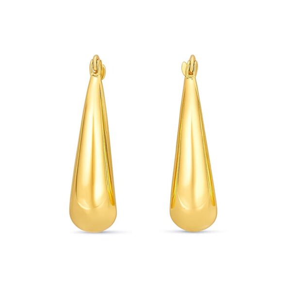 14k Yellow Gold Polished Puffed Hoop Earrings - alternate view 2