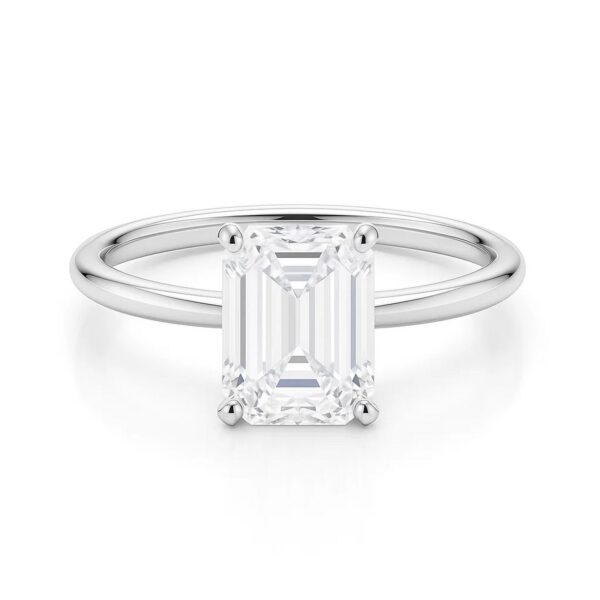 2 Carat Emerald Lab Grown IGI G/VS1 Diamond Solitaire Ring in 14K White Gold - alternate view 3