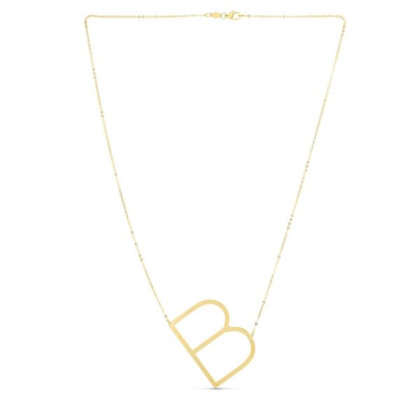 14K Yellow Gold Yours Truly Large Initial B Necklace - alternate view 2
