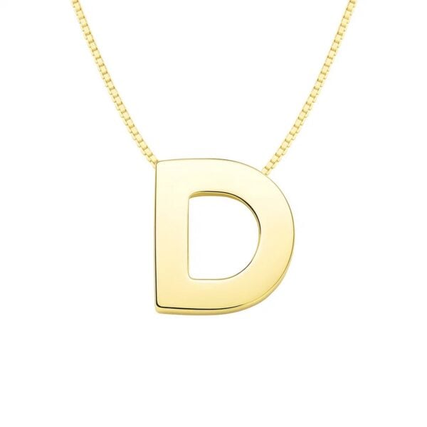 14K Yellow Gold Yours Truly Block Letter Initial D Necklace - alternate view 2