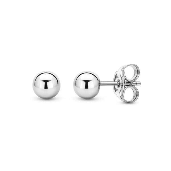 14k White Gold Spherical Stud Earrings (3mm) - alternate view 2