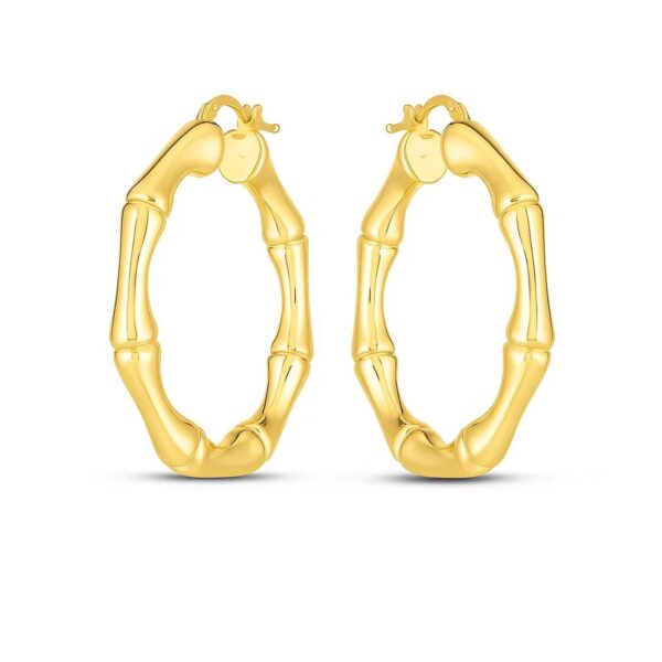 14k Yellow Gold Large Bamboo Hoops - alternate view 2