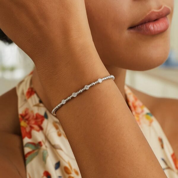 Classic 14K White Gold Beaded Bracelet - alternate view 3