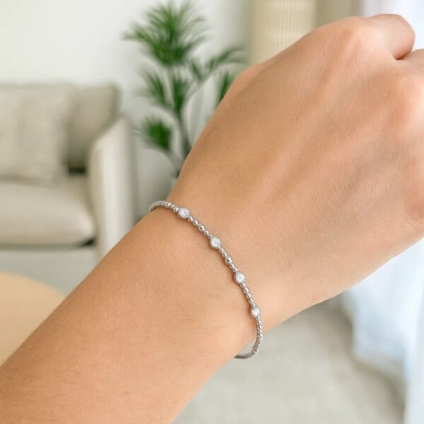 Classic 14K White Gold Beaded Bracelet - alternate view 4