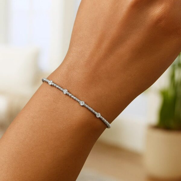 Classic 14K White Gold Beaded Bracelet - alternate view 5