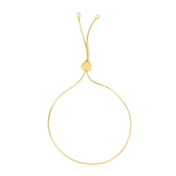 14k Yellow Gold Adjustable Lariat Style Heart Motif Bracelet (1.00 mm)