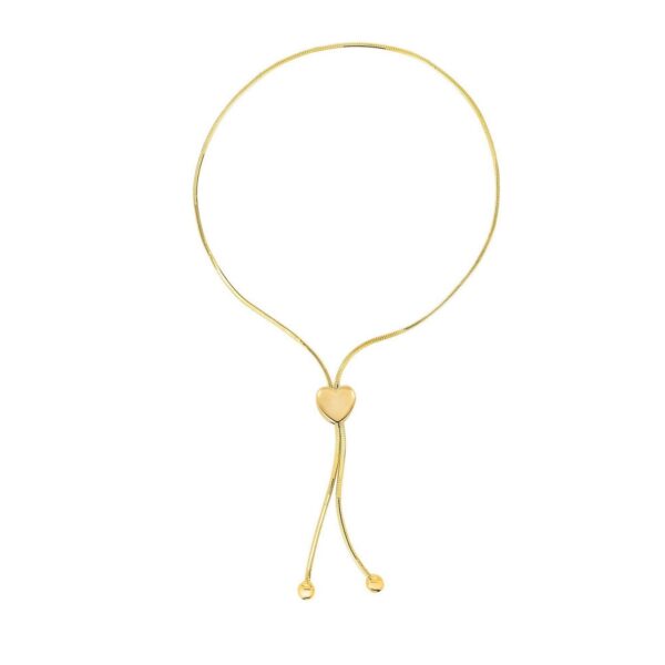 14k Yellow Gold Adjustable Lariat Style Heart Motif Bracelet (1.00 mm) - alternate view 2
