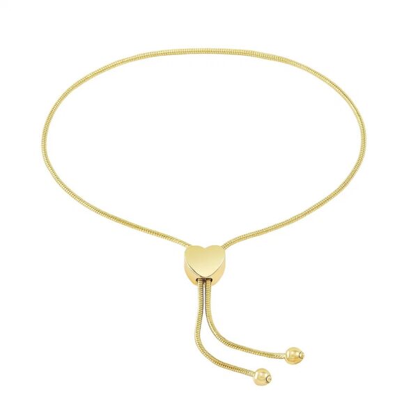 14k Yellow Gold Adjustable Lariat Style Heart Motif Bracelet (1.00 mm) - alternate view 4