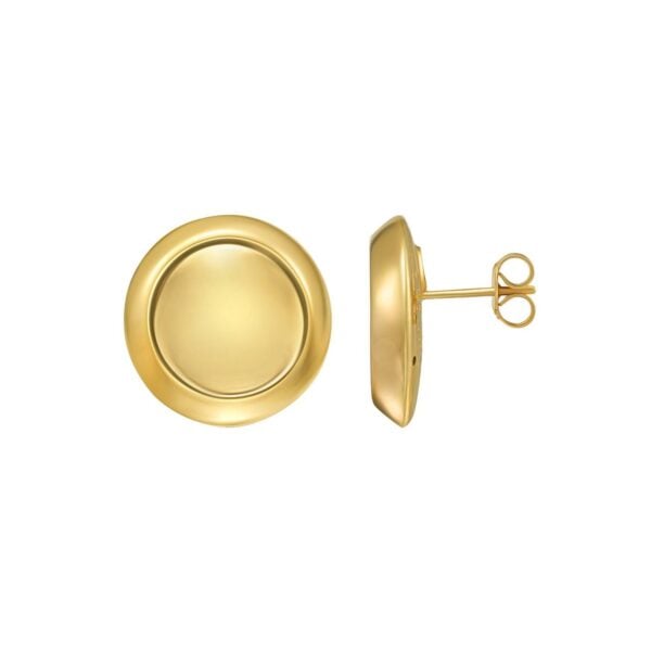 14K Yellow Gold Polished Button Stud Earrings