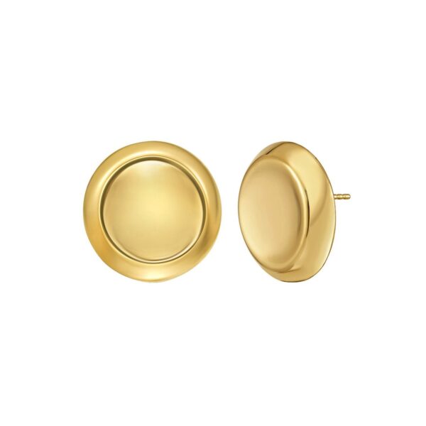 14K Yellow Gold Polished Button Stud Earrings - alternate view 2