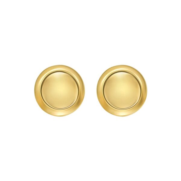 14K Yellow Gold Polished Button Stud Earrings - alternate view 3