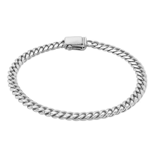 14k White Gold Classic Miami Cuban Solid Bracelet (5.00 mm) - alternate view 2