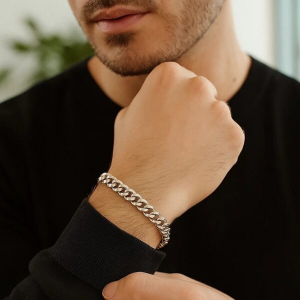 14k White Gold Classic Miami Cuban Solid Bracelet (5.00 mm) - alternate view 5