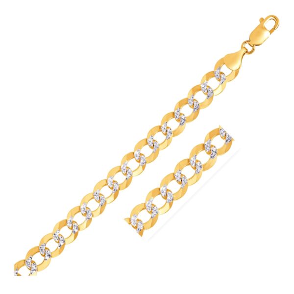 14k Two Tone Gold Pave Curb Bracelet (9.70 mm) - Two-Tone Gold