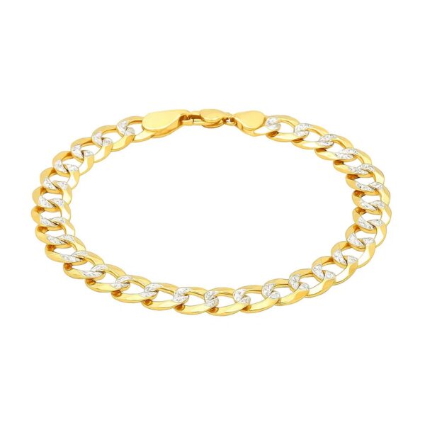 14k Two Tone Gold Pave Curb Bracelet (9.70 mm) - Two-Tone Gold - alternate view 2
