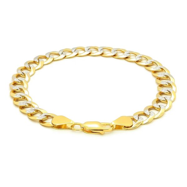 14k Two Tone Gold Pave Curb Bracelet (9.70 mm) - Two-Tone Gold - alternate view 3