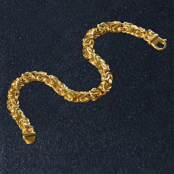 10k Yellow Gold Byzantine Design Chain Bracelet (7.00 mm) - alternate view 4