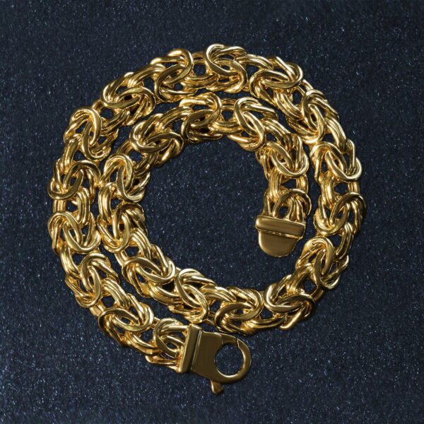 10k Yellow Gold Byzantine Design Chain Bracelet (7.00 mm) - alternate view 5