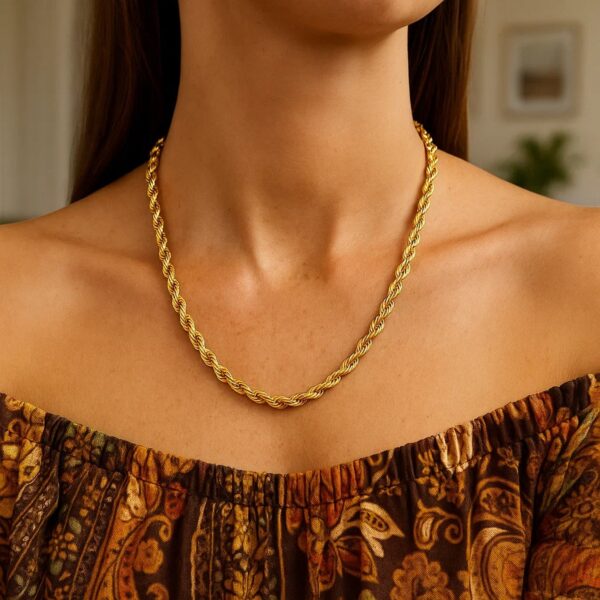 10K Yellow Gold Hollow Diamond Cut Rope Chain (5.00 mm) - alternate view 3