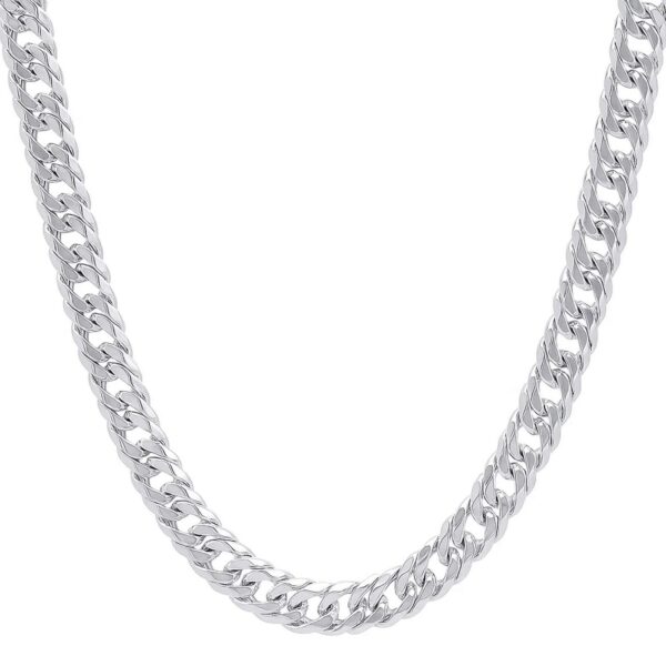 Sterling Silver Rhodium Plated Flat Miami Cuban Chain (9.30 mm) - alternate view 2