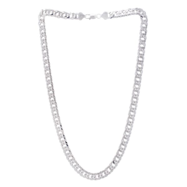 Sterling Silver Rhodium Plated Flat Miami Cuban Chain (9.30 mm) - alternate view 3