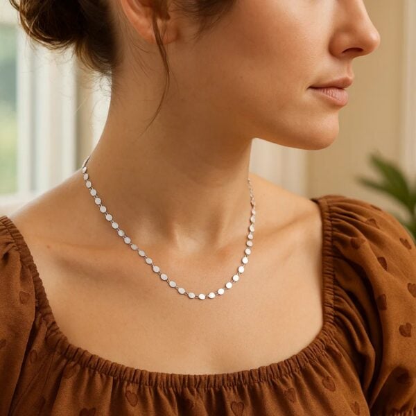 14k White Gold Necklace with Polished Circles - alternate view 3