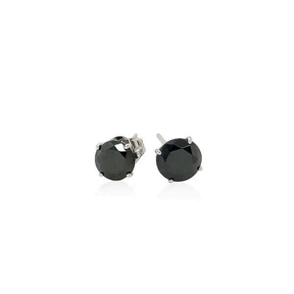 14k White Gold Stud Earrings with Black Faceted Cubic Zirconia(5mm) - alternate view 2