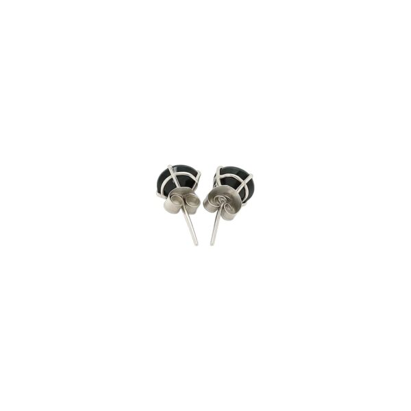 14k White Gold Stud Earrings with Black Faceted Cubic Zirconia(5mm) - alternate view 3
