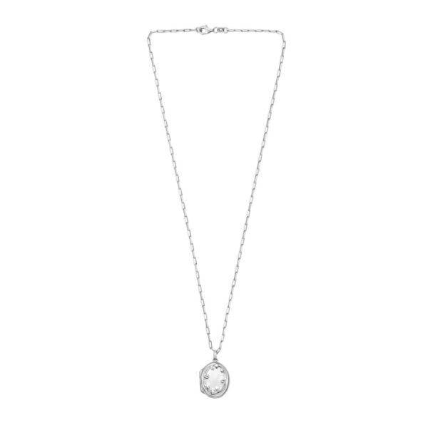 Sterling Silver Rhodium Plated Oval Vine Locket Necklace - alternate view 2