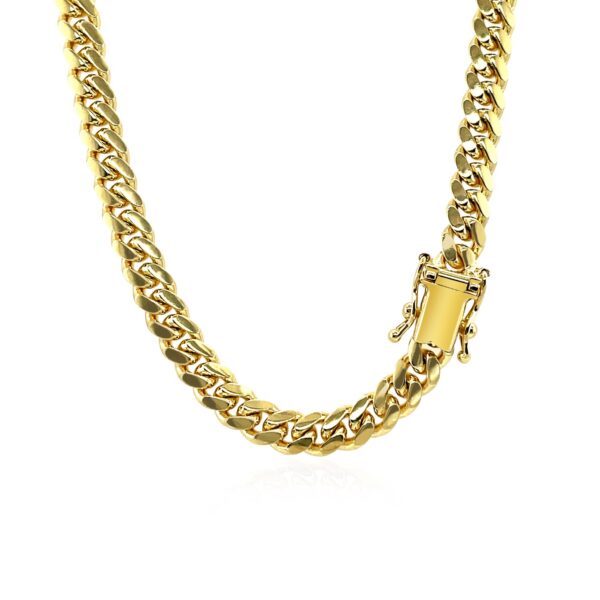14k Yellow Gold Classic Miami Cuban Solid Chain (5.00 mm) - alternate view 4