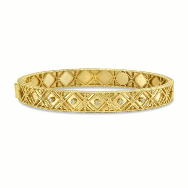 14K Yellow Gold Diamond Vannerie Bangle - alternate view 2