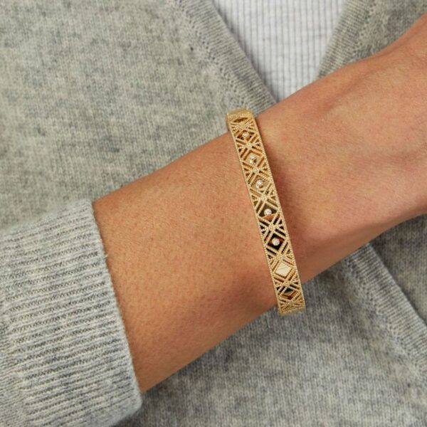 14K Yellow Gold Diamond Vannerie Bangle - alternate view 3