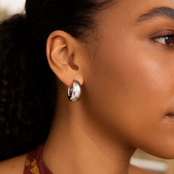 Sterling Silver Large Graduated Hoop Earrings - alternate view 2