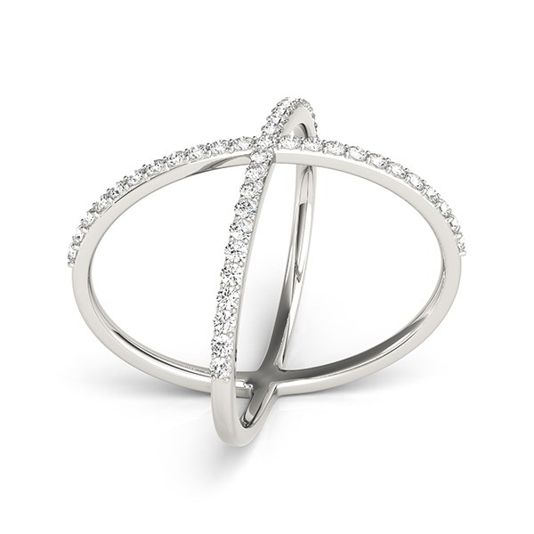 14k White Gold X Style Thin Ring with Diamonds (1/2 cttw) - alternate view 3