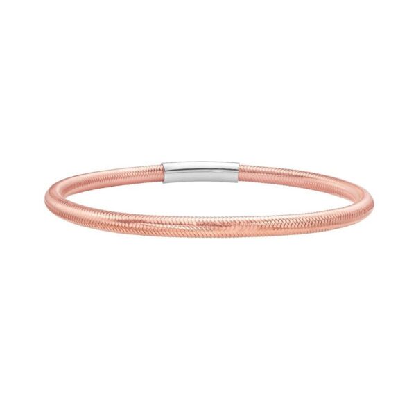 Sterling Silver Rose Gold Plated Basketweave Stretch Bangle - alternate view 2