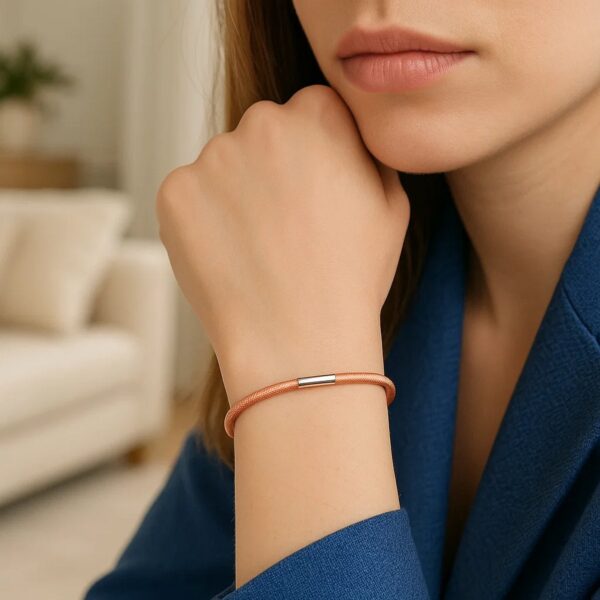 Sterling Silver Rose Gold Plated Basketweave Stretch Bangle - alternate view 3