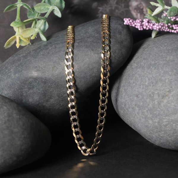 14k Two Tone Gold Pave Curb Chain (4.60 mm) - Two-Tone Gold - alternate view 2