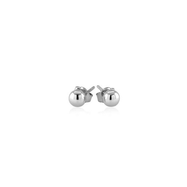 14k White Gold Round Stud Earrings (4mm) - alternate view 2