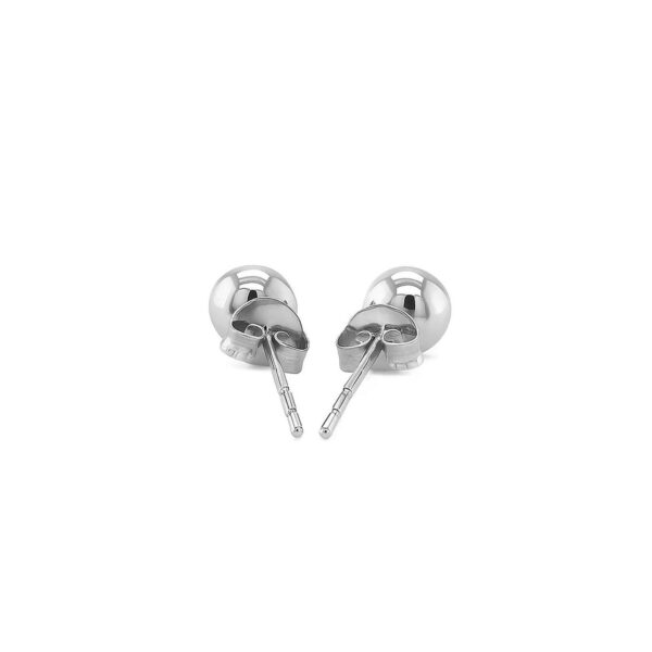 14k White Gold Round Stud Earrings (4mm) - alternate view 3