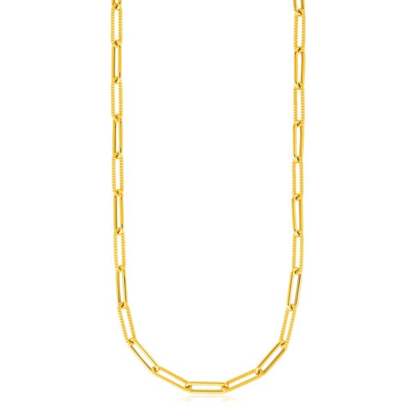 14k Yellow Gold Textured Paperclip Chain (3.5 mm) - alternate view 2