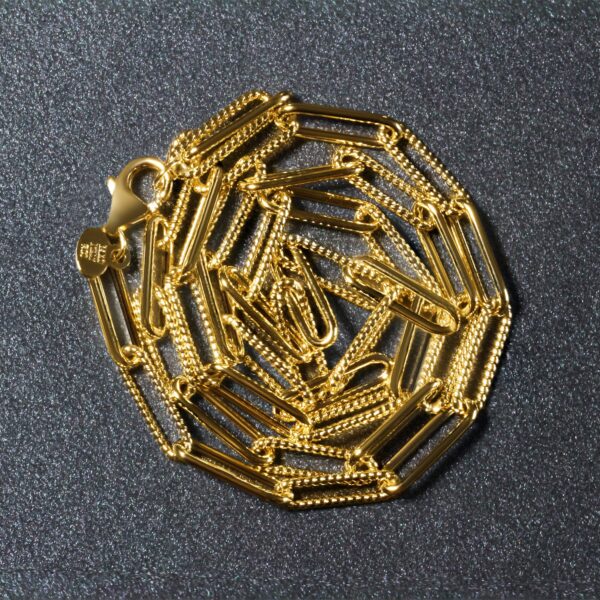 14k Yellow Gold Textured Paperclip Chain (3.5 mm) - alternate view 5