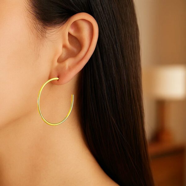14k Yellow Gold Polished Hoop Earrings(1.5x40mm) - alternate view 4