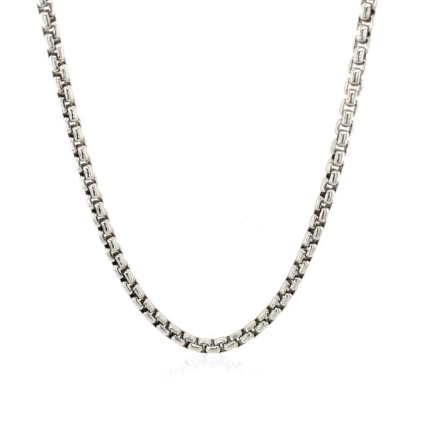 Sterling Silver Rhodium Plated Round Box Chain (3.00 mm) - alternate view 2