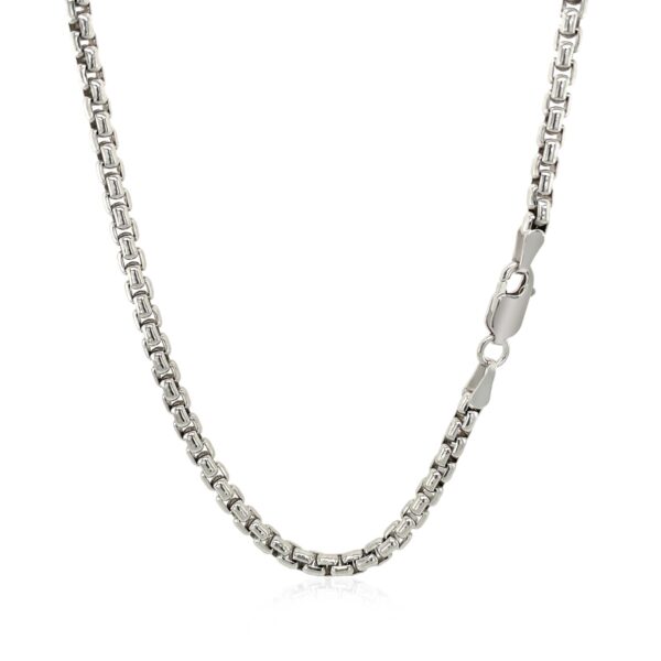 Sterling Silver Rhodium Plated Round Box Chain (3.00 mm) - alternate view 3