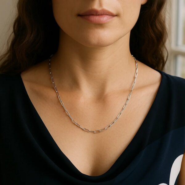 Sterling Silver Rhodium Plated Paperclip Chain (1.80 mm) - alternate view 4
